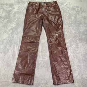 GAP Y2K Genuine Leather Bootcut Pants Brown Mid Rise Straight Leg 90s 00s Size 8